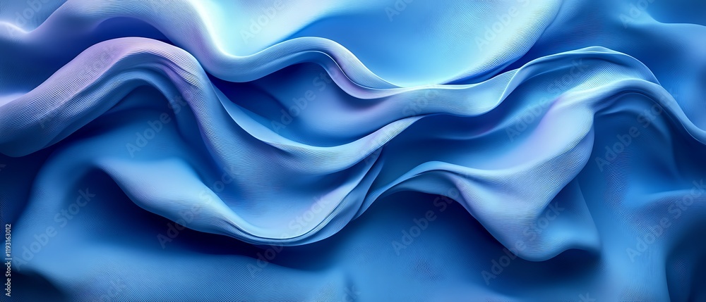 Obraz premium Blue fabric waves, abstract texture background