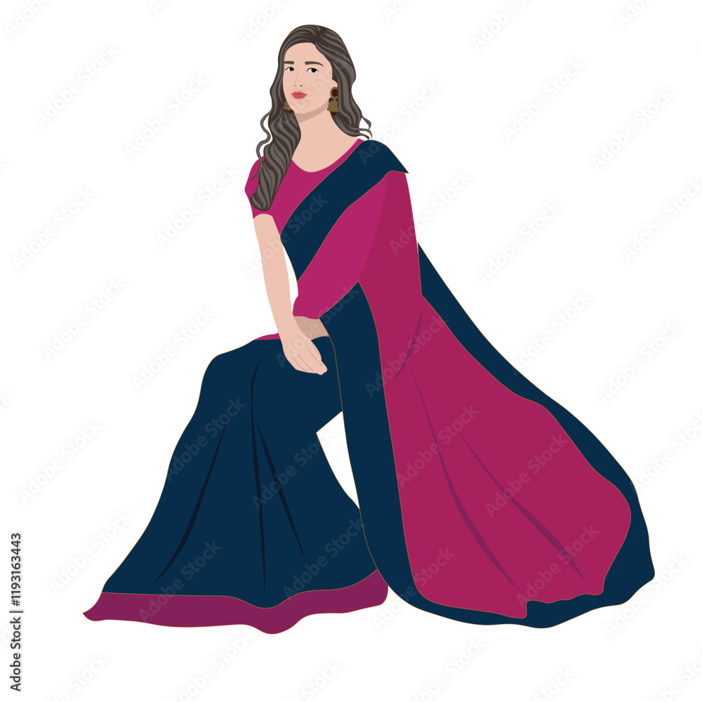 vector of girl wearing traditional Indian clothes vector of girl wearing traditional Indian clothes