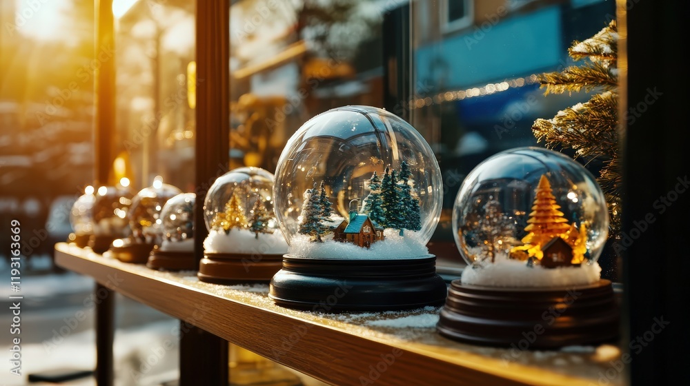 A beautiful collection of winter snow globes showcasing classic holiday scenes; a perfect holiday decoration to bring magic and warmth into any home. A beautiful collection of winter snow globes showcasing classic holiday scenes; a perfect holiday decoration to bring magic and warmth into any home.