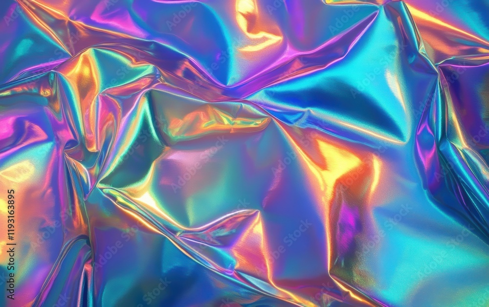Colorful iridescent foil texture with dazzling reflections and shimmering surfaces for artistic backgrounds. Colorful iridescent foil texture with dazzling reflections and shimmering surfaces for artistic backgrounds.