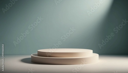 Small circular podium under soft shadows on wide matte background