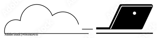 Cloud icon connected to a laptop, symbolizing cloud computing, data storage, and seamless connectivity. Ideal for digital transformation, remote work, technology integration, data management