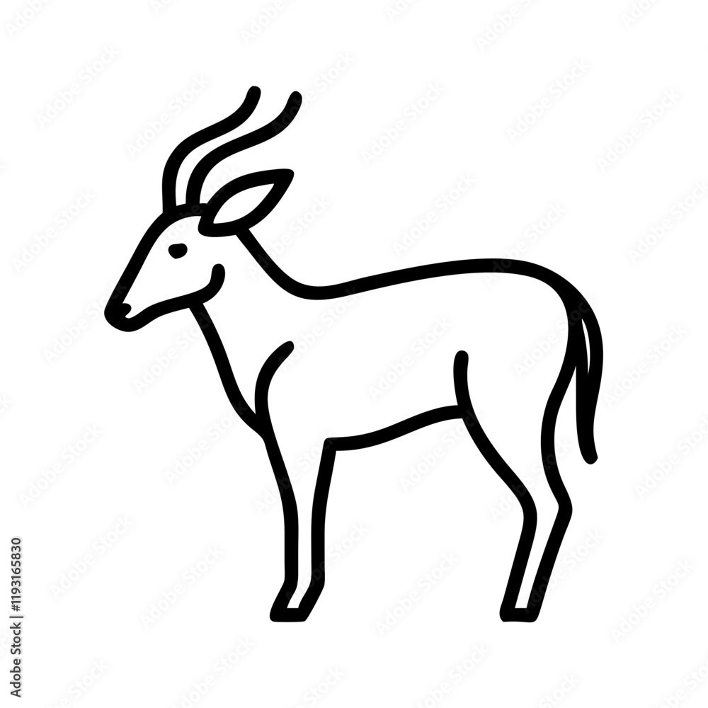 Fototapeta premium antelope icon, antelope line art - simple line art of antelope, perfect for antelope logos and icons and themed design