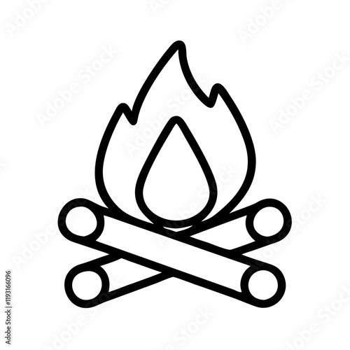 campfire icon, campfire line art - simple line art of campfire, perfect for campfire logos and icons and themed design