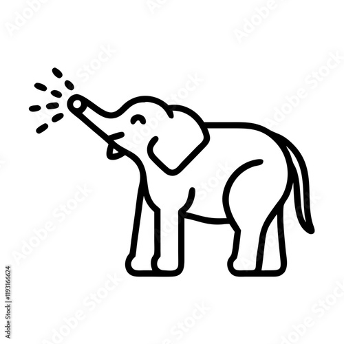 elephant spraying water icon, elephant spraying water line art - simple line art of elephant spraying water, perfect for elephant spraying water logos and icons and themed design photo