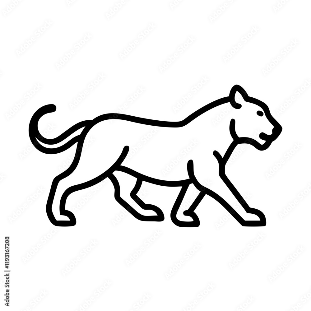 Obraz premium lioness hunting icon, lioness hunting line art - simple line art of lioness hunting, perfect for lioness hunting logos and icons and themed design