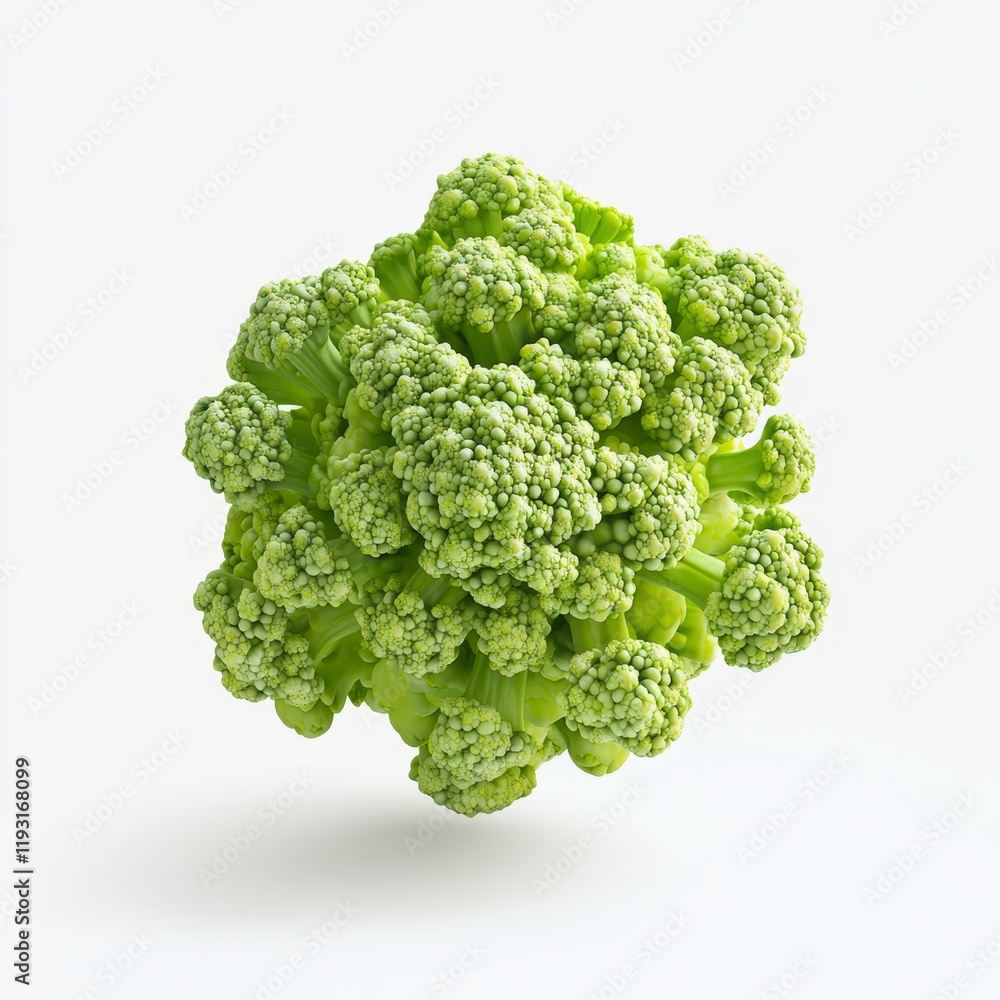 3D Matte Illustration of Fresh Green Broccoli on a Clean Background 3D Matte Illustration of Fresh Green Broccoli on a Clean Background