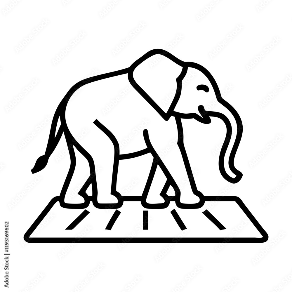 Obraz premium wild elephant crossing road icon, wild elephant crossing road line art - simple line art of wild elephant crossing road, perfect for wild elephant crossing road logos and icons and themed design