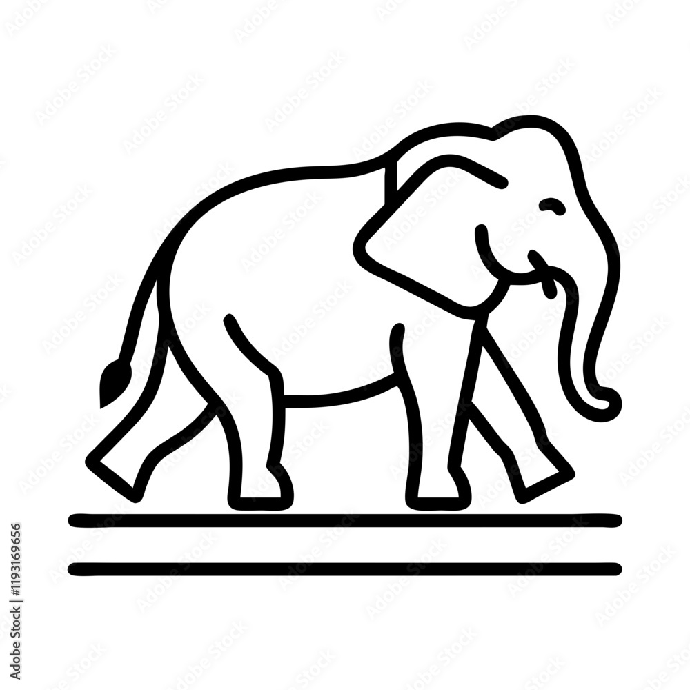 Obraz premium wild elephant crossing road icon, wild elephant crossing road line art - simple line art of wild elephant crossing road, perfect for wild elephant crossing road logos and icons and themed design