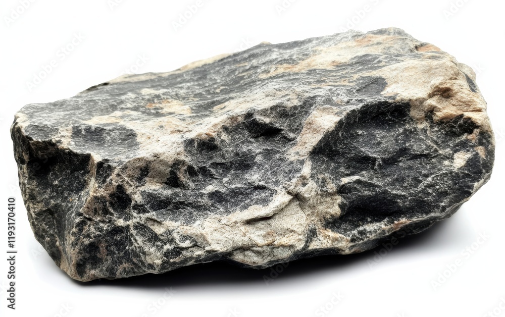 Fototapeta premium A close-up of a rough stone with textured surface and natural patterns, ideal for geological or natural-themed projects.