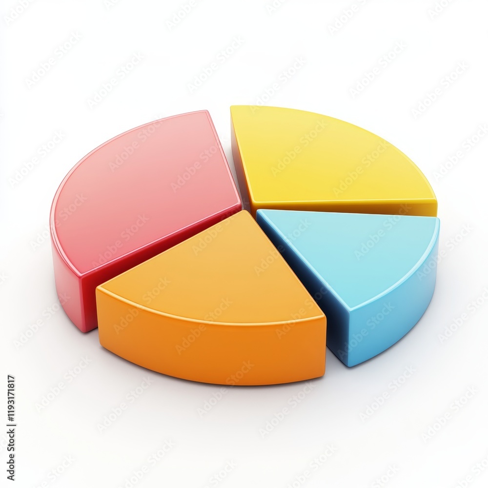 Colorful Pie Chart Segment Display on a Light Background Colorful Pie Chart Segment Display on a Light Background