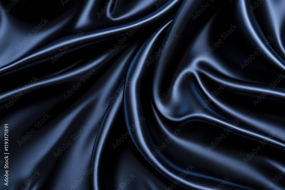 Obraz premium Elegant black satin fabric with smooth, flowing folds, perfect for fashion design or luxury product backgrounds.