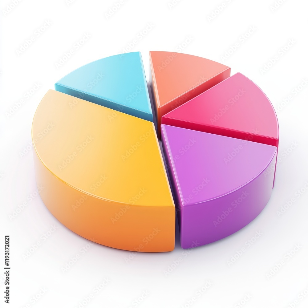 Obraz premium Colorful Pie Chart Illustration with Sections in Vibrant Colors