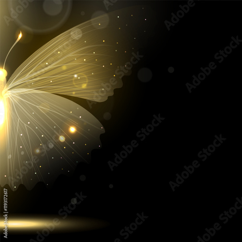Magical Golden and Glowing Butterfly