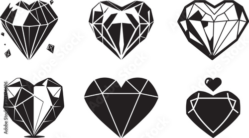  Best Valentine's Day, Crystal Love Gem bundle , set,  vector, silhouette, illustration, 