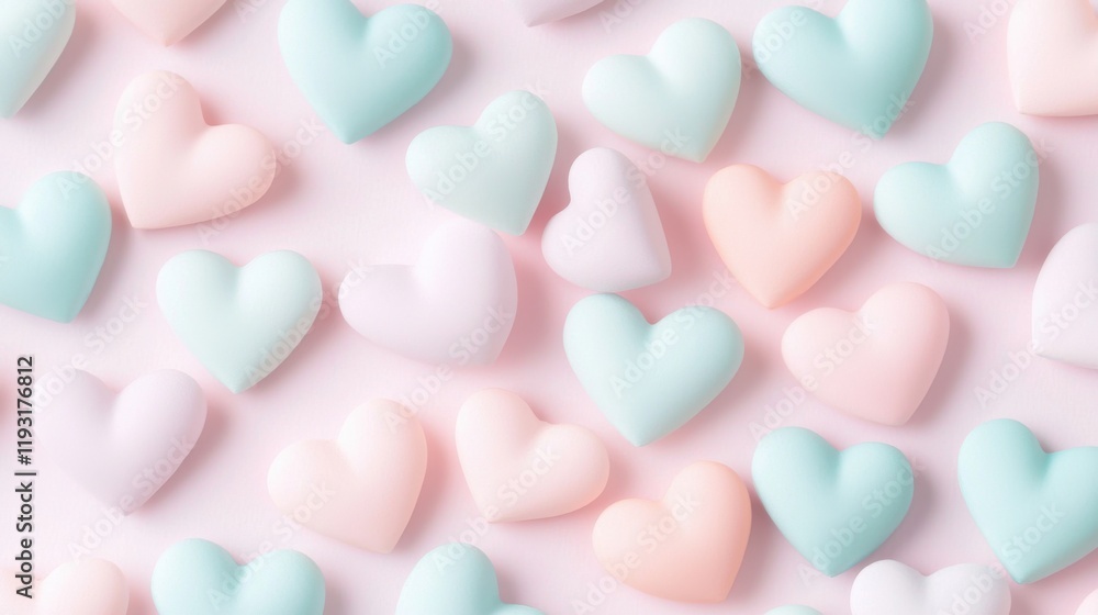 A colorful arrangement of pastel heart-shaped candies on a soft pink background, creating a playful and romantic aesthetic. A colorful arrangement of pastel heart-shaped candies on a soft pink background, creating a playful and romantic aesthetic.