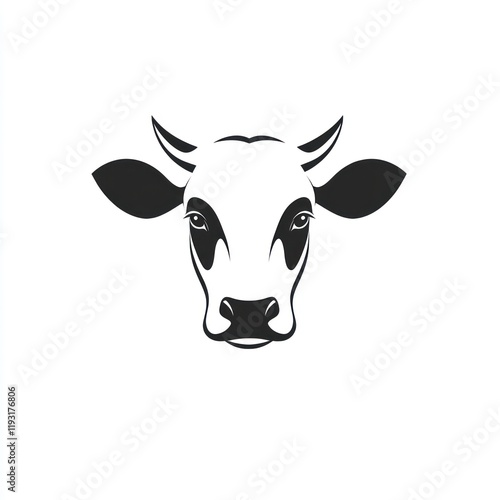 Cow head portrait, farm animal, agriculture, white background, food industry illustration photo