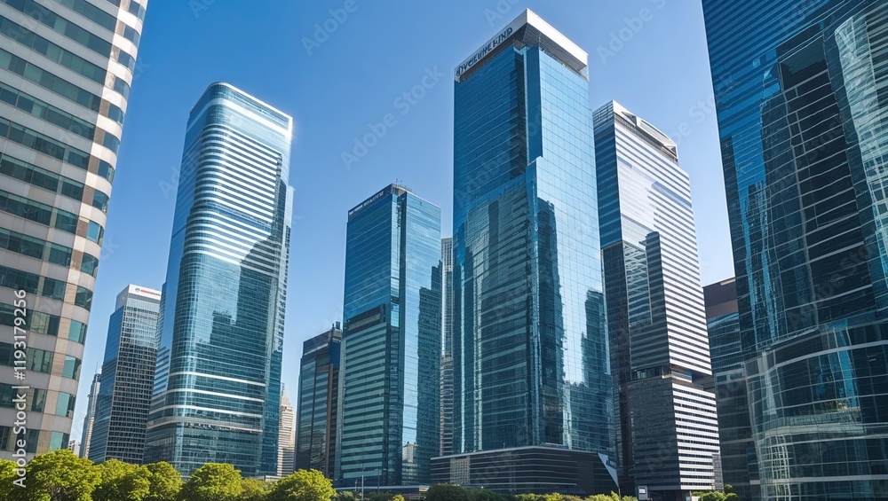 Modern urban marvels with gleaming glass facades reflecting the vibrant city skyline and lifestyle Modern urban marvels with gleaming glass facades reflecting the vibrant city skyline and lifestyle