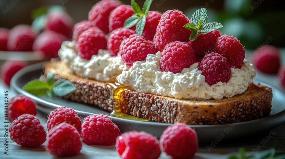 Delicious Raspberry Ricotta Toast with Honey Drizzle