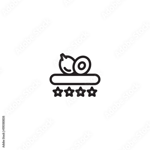 Wallpaper Mural A fig and avocado slice icon on a platform with four stars. Represents high-quality fig products, top-rated ingredients, or excellent fig-related services. Simple line art design. Torontodigital.ca