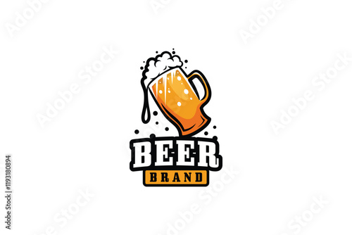 Vector illustration of dripping foamy beer mug logo design with creative concept