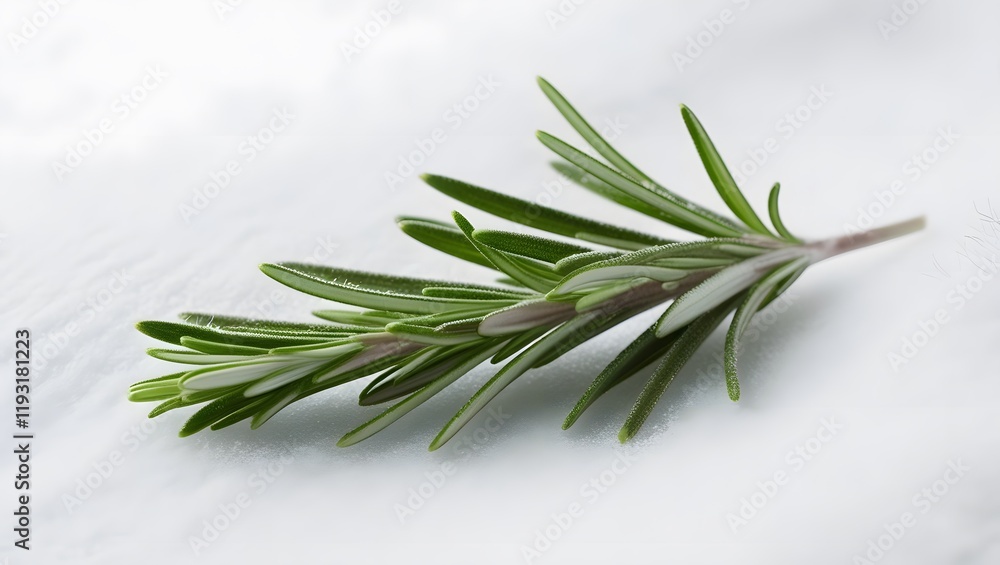 A rosemary leaf on the white background. A rosemary leaf on the white background.