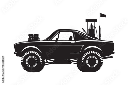 Off-road  stylized Jeep Adventure Car silhouette vector illustration isolated on a white background