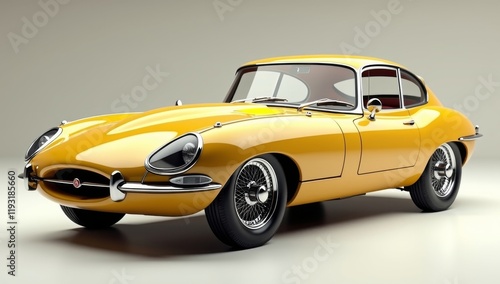 Classic Yellow Jaguar E Type Sports Car