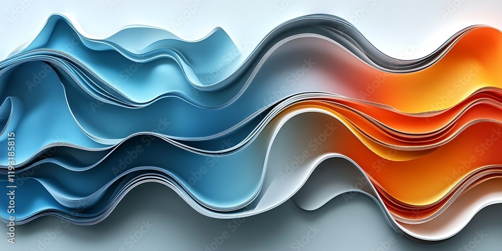 Fototapeta premium Abstract blue orange waves, flowing design, background texture, website banner