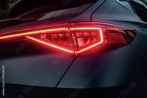 Activated LED tail light of the car