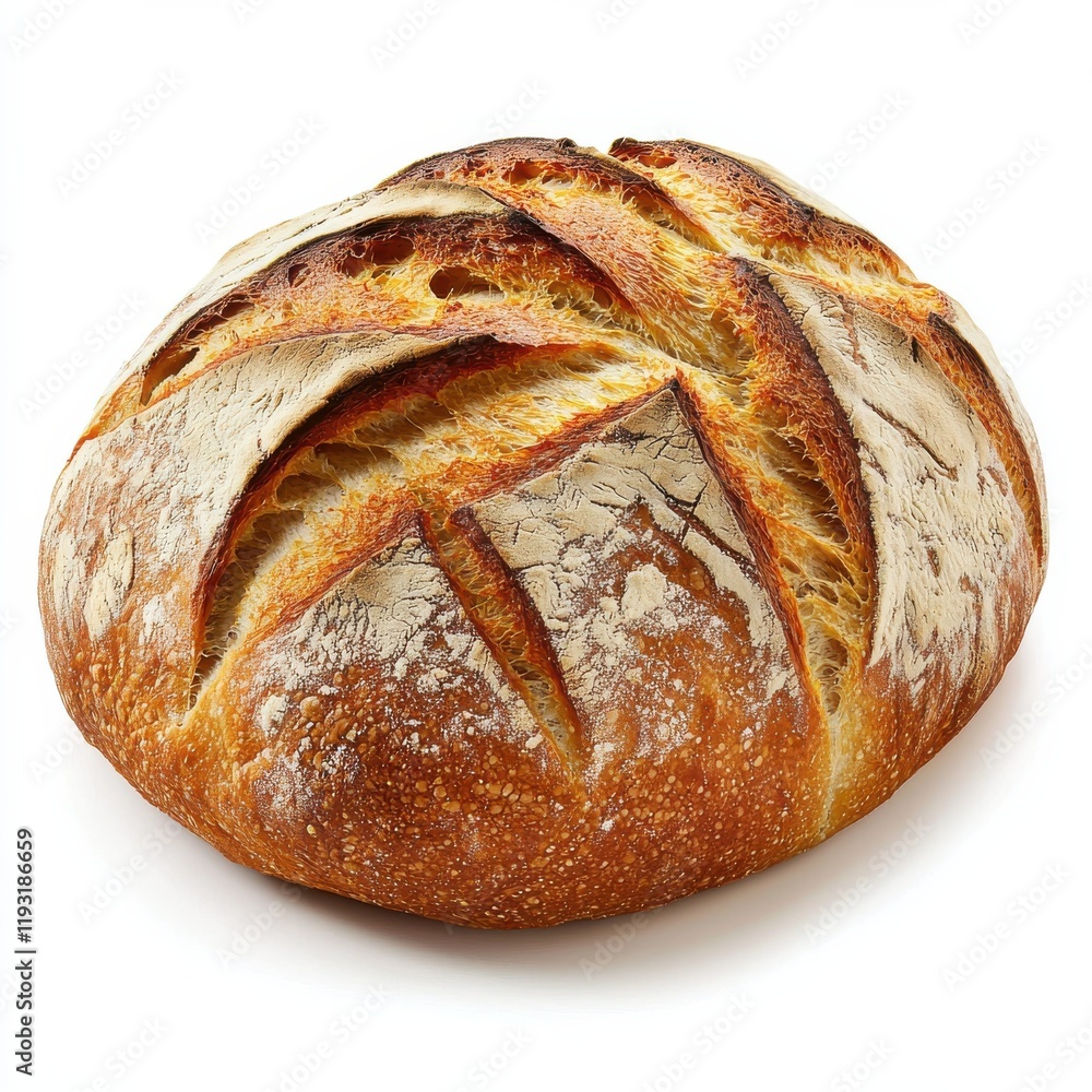 Rustic bread loaf isolated on white background culinary delicacy food studio lighting minimalist aesthetic Rustic bread loaf isolated on white background culinary delicacy food studio lighting minimalist aesthetic