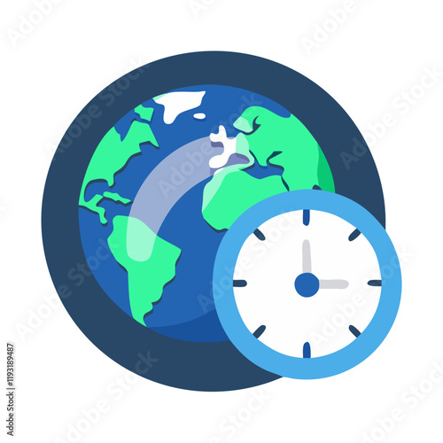 Globe with clock symbolizing international timekeeping