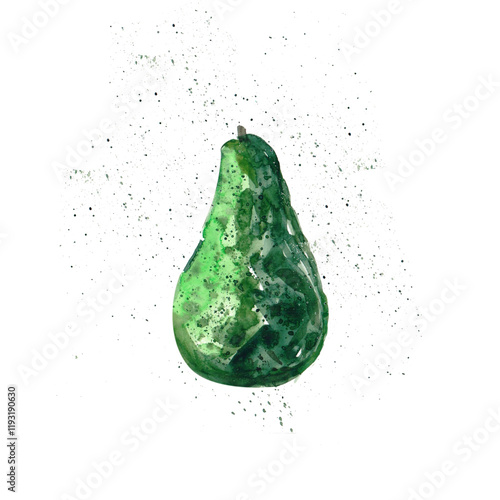 A Minimal Watercolor of Avocados on a White Background