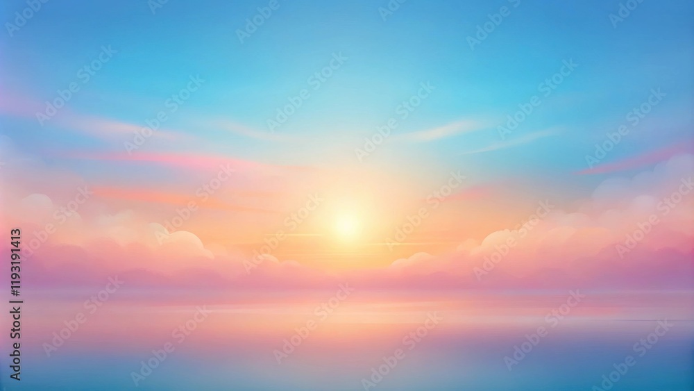 Serene Sunset Over a Calm Ocean A Peaceful and Colorful Sky with Soft Clouds and a Glowing Sun Serene Sunset Over a Calm Ocean A Peaceful and Colorful Sky with Soft Clouds and a Glowing Sun