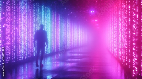 silhouette of a person in a tunnel