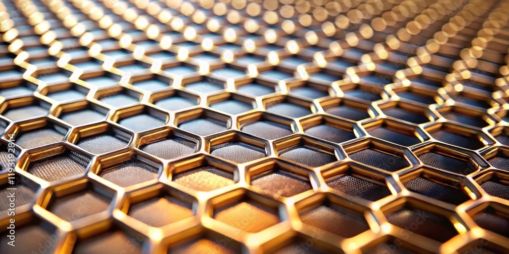 Fototapeta premium Abstract Golden Hexagonal Grid Pattern Modern Geometric Background