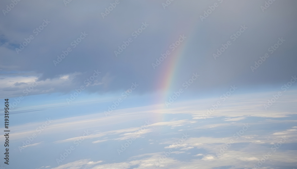rainbow in the sky above the earth. , Generative, AI, photo, with white tones rainbow in the sky above the earth. , Generative, AI, photo, with white tones