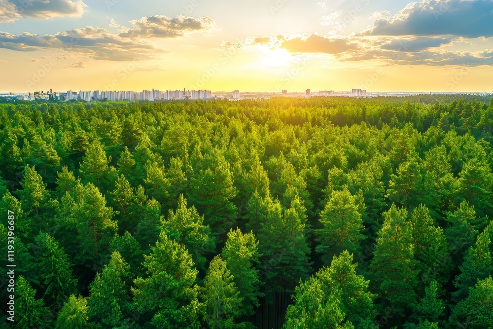 From above, a pine forest can be seen around Munich, in southern Germany From above, a pine forest can be seen around Munich, in southern Germany
