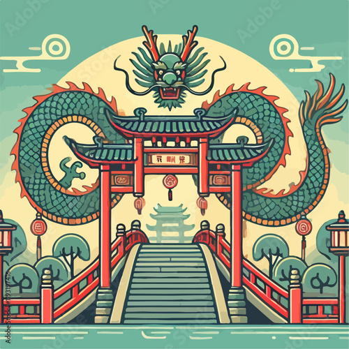 chinese dragon statue on the roof