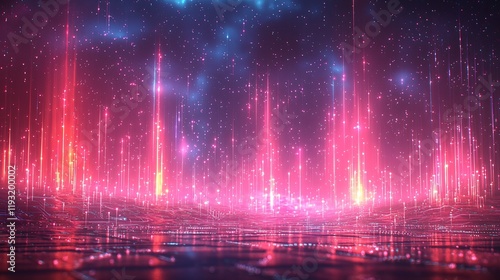 Futuristic Pink Red Neon Lightscape Abstract Digital Art Background