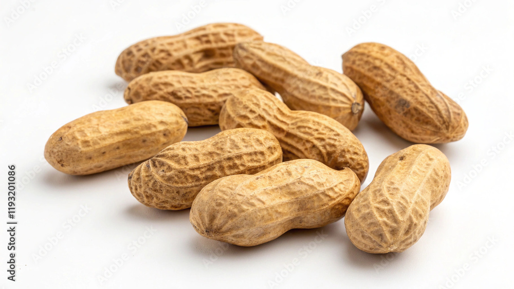 Raw peanuts in shell, isolated on white background, close-up Raw peanuts in shell, isolated on white background, close-up