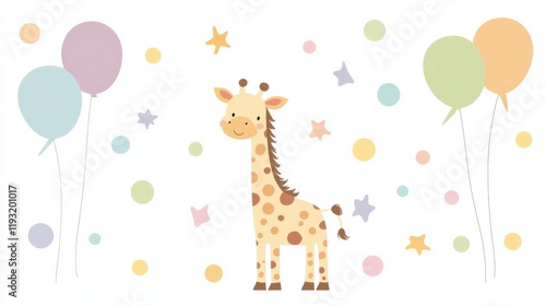 Cheerful giraffe clipart in a polka dot pattern for kids rooms