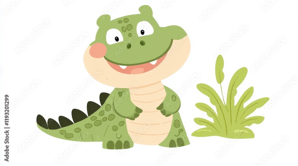 Fototapeta premium Charming jungle crocodile clipart adorable animal design
