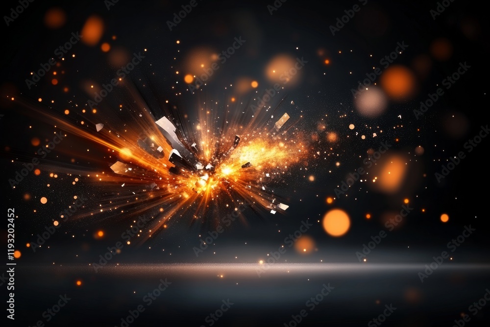 Fototapeta premium A hyper-realistic vector illustration of a firework explosion mid-air, with intricate sparks and glowing trails captured in vivid, dynamic colors