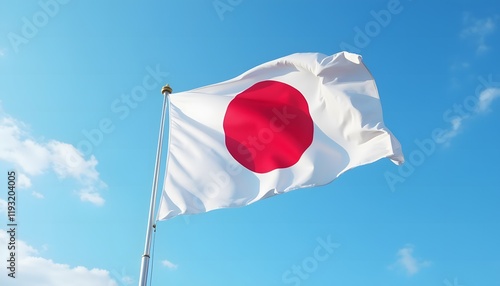 Japan flag waving against sky