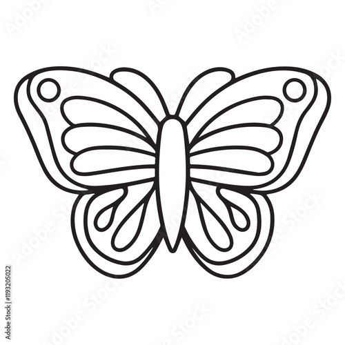 Vector illustration of a cute butterfly doodle for toddlers colouring page