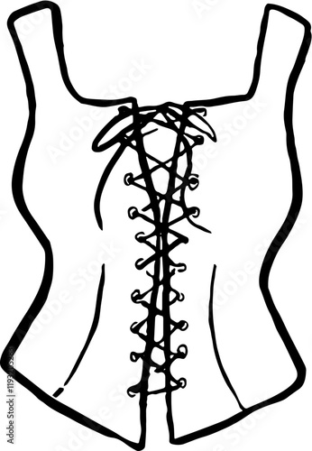 Wild western. Hand drawn doodle sketch illustration. Woman corset 