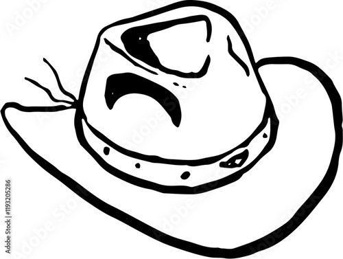 Wild western. Hand drawn doodle sketch illustration. Cowboy hat 