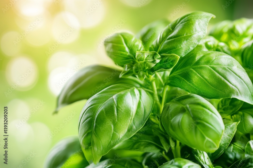 Obraz premium A row of basil plants growing in a hydroponic system, their vibrant green leaves illuminated by LED lights
