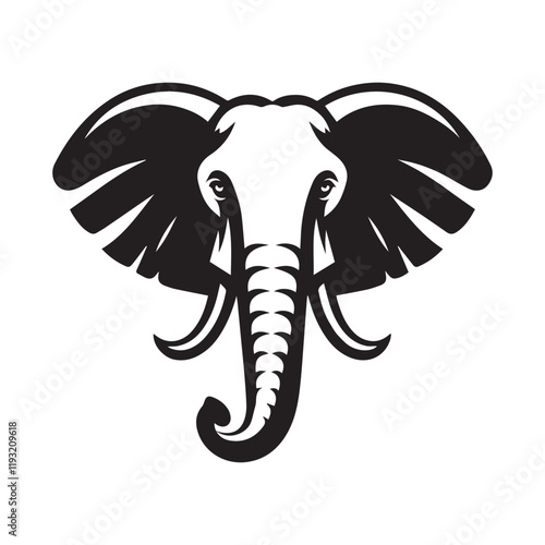 An Elephant Black Head Silhouette is a striking, minimalist depiction of an elephant's head, characterized by solid black shapes that highlight its unique .